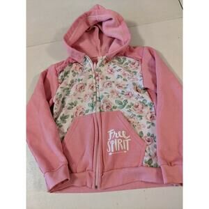 Girls ''Free Spirit'' Hooded Full Zip Sweatshirt Pink Floral Size 12